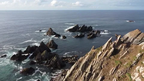 Coastal Landscape with cliffs and the ocean Stock Footage 136963455