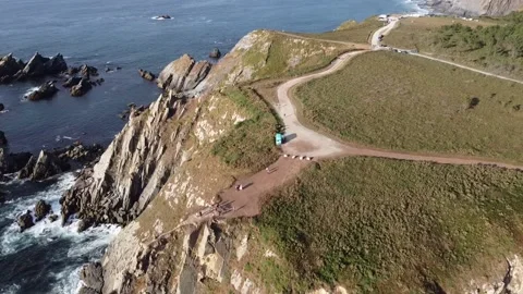 Coastal Landscape with cliffs and the ocean Stock Footage 136963822