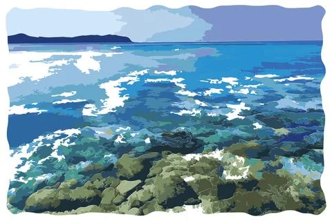 Coastal landscape Stock Illustration