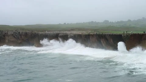 Coastal landscape with strong waves Stock Footage 287491215