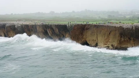 Coastal landscape with strong waves Stock Footage 287491219