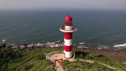 Coastal Lighthouse from Above Stock Footage 328395381