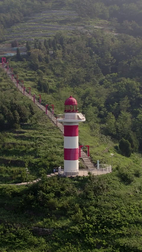 Coastal Lighthouse from Above Stock Footage 328397245