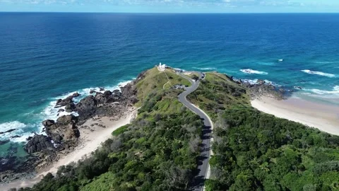 Coastal Lighthouse Above Remote Beaches Stock-Footage 334904153
