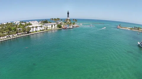 Coastal lighthouse aerial view Stock Footage 44207587