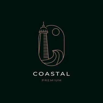 Coastal logo design illustration vector template. Lighthouse icon inspiration	 Stock Illustration