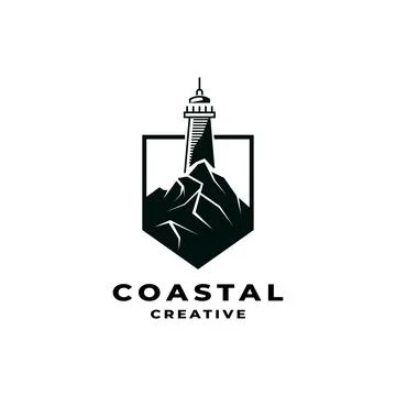 Coastal logo design illustration vector template. Lighthouse icon inspiration Stock Illustration
