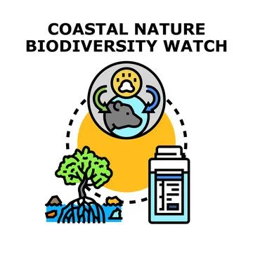 Coastal nature biodiversity watch program concept Stockillustratie