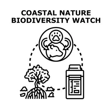 Coastal nature biodiversity watch program concept Stock-Illustration