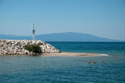 Coastal Navigation Beacon on Breakwater Stock Photos