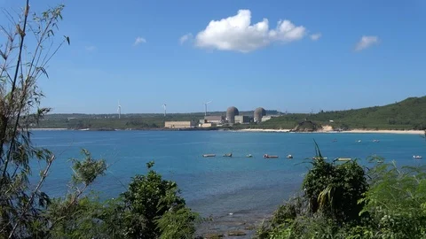 Coastal nuclear power plant Stock Footage 87057563