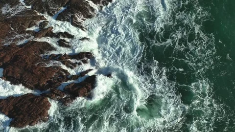 Coastal Ocean Foam Pattern and Water Motion Stock Footage 340123962