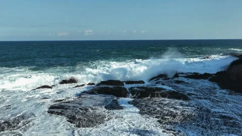 Coastal Ocean Texture and Foam Pattern Drone Footage Stock Footage 340121890