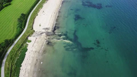 The Coastal Path and Beach at Crawfordsburn Park on the Belfast Lough Stock Footage 211728459