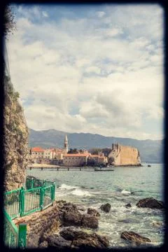 Coastal path in Budva Stock Photos