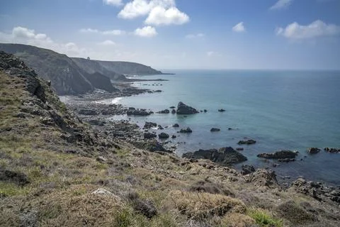 Coastal path view from Morwenstow Cornwall Fotos Stock