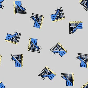 Coastal power tidal power vector seamless pattern Illustrazione stock