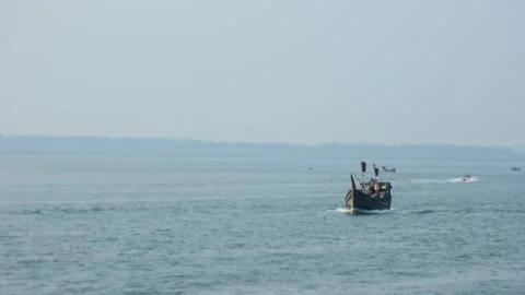 Coastal River Transport with Speedboats and Small Boat Stock Footage 331663503