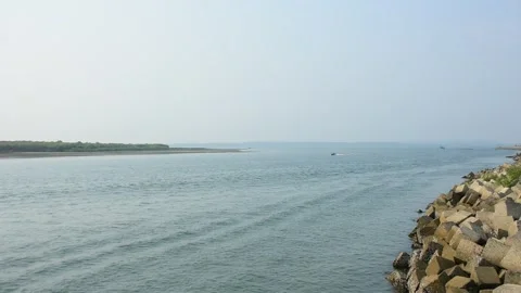 Coastal River Transport with Speedboats and Small Boat Stock Footage 331663507