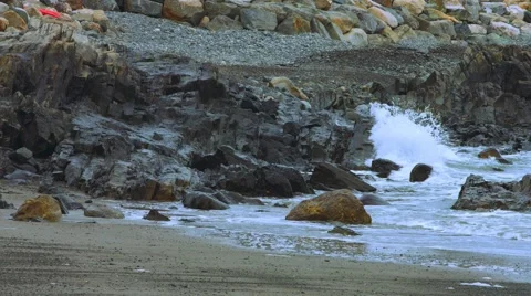 Coastal Rocks at the Beach During The Winter Video stock 45370867
