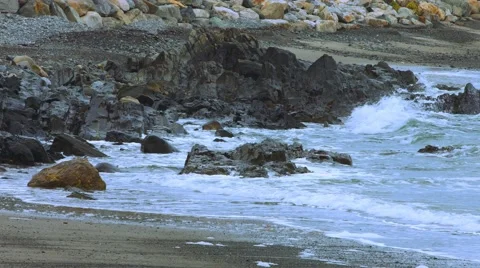 Coastal Rocks at the Beach During The Winter Video stock 45371011