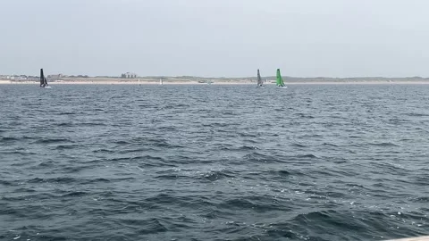 Coastal Sailing Regatta With Multiple Yachts Near Texel Stock-Footage 342159797