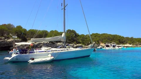 Coastal scene from boat Stock Footage
