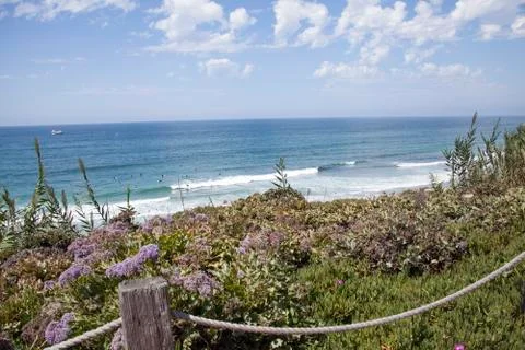 Coastal scene by the cliffs and beach at Del Mar, San Diego, California Stock Photos