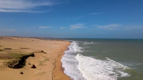 Coastal scene with waves and sandy shore Stock Footage 330668291