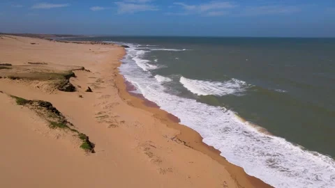 Coastal scene with waves and sandy shore Stock Footage 330668292