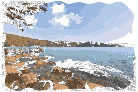 Coastal scenery Stock Illustration