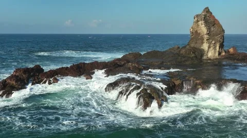 Coastal Sea Stack and Ocean Landscape Drone View Stock Footage 339628812