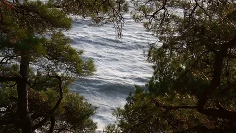 Coastal sea waves are beating against the shore. Stock Footage 79621758