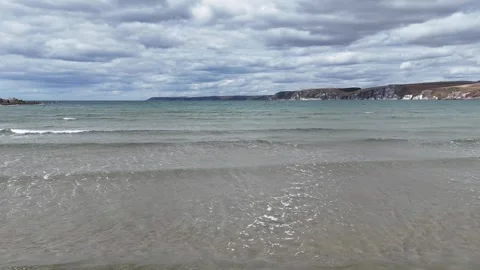 Coastal Sea Waves Flow as Moving Water Drone Footage Stock Footage 342292793