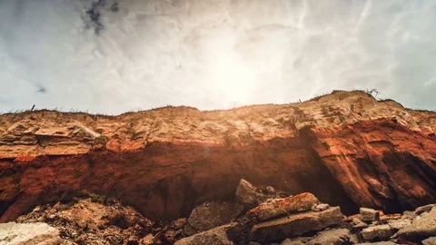 Coastal Seaside Cliffs Panning Timelapse, Color Graded Video stock 77641510