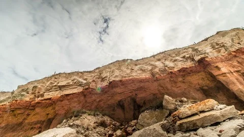 Coastal Seaside Cliffs Panning Timelapse Stock Footage 77641749