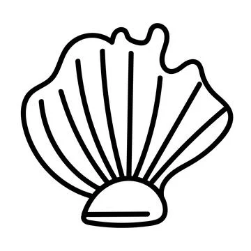 Coastal shell illustration in minimal vector outline. Stock Illustration