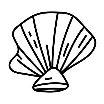 Coastal shell illustration in minimal vector outline. Stock Illustration