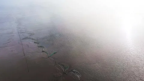 Coastal Tidal Marsh Flats Winter 4k Aerial Stock Footage 321046196