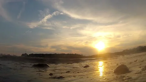 Coastal Time-lapse, Tide at Sunset Stock Footage 40432162