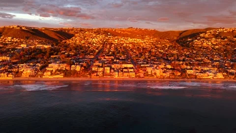 Coastal Town During Sunset With Drone 2 Video stock 340579040