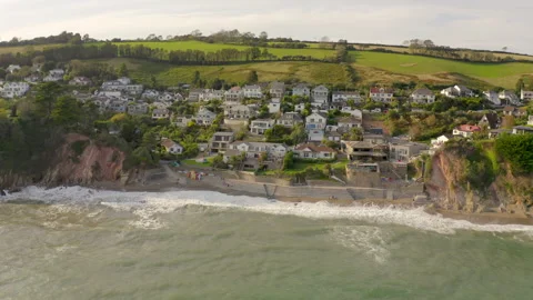 The Coastal Town of Looe in Cornwall UK Seen From The Air Stock Footage 140112684