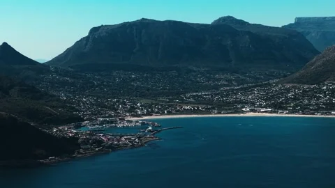 Coastal valley and mountain range aerial, cinematic wide shot Stock Footage 340555323