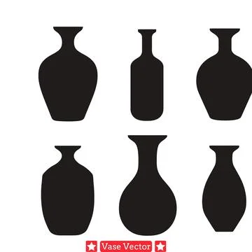 Coastal Vase Vector Set  Nautical Influences for Serene Spaces Stock Illustration