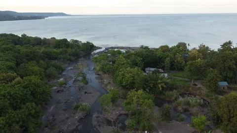 Coastal video footage using drones Video stock 237291559