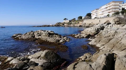 Coastal view of Roses in Spain Stock Footage 74176763