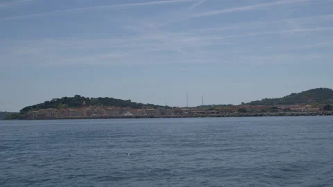 Coastal View of Saint-Tropez from Ferry on the French Riviera 動画素材 334437748