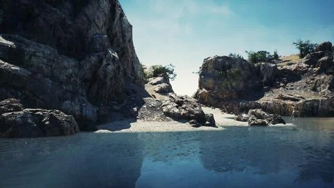 Coastal view of a sand beach with cliffs Stock Illustration