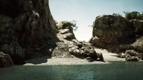 Coastal view of a sand beach with cliffs Stock Illustration