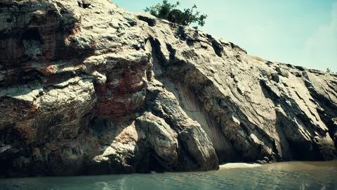 Coastal view of a sand beach with cliffs Stock Illustration